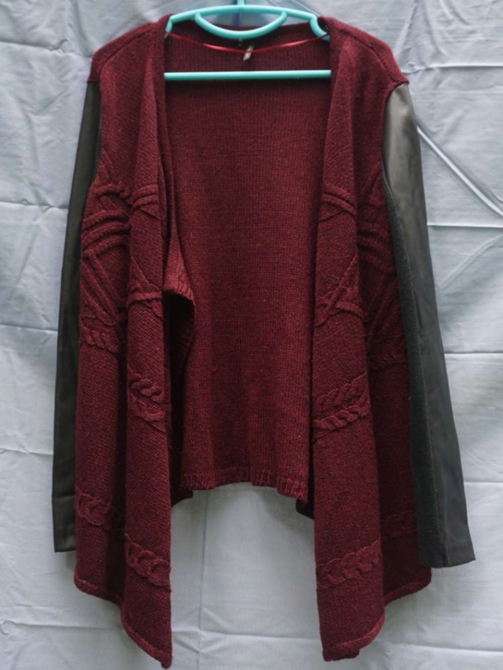 Maurices Holidy Burgundy/Pleather Cardigan